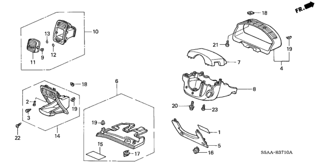 2004 Honda Civic Instrument Panel Garnish (Driver Side) Diagram