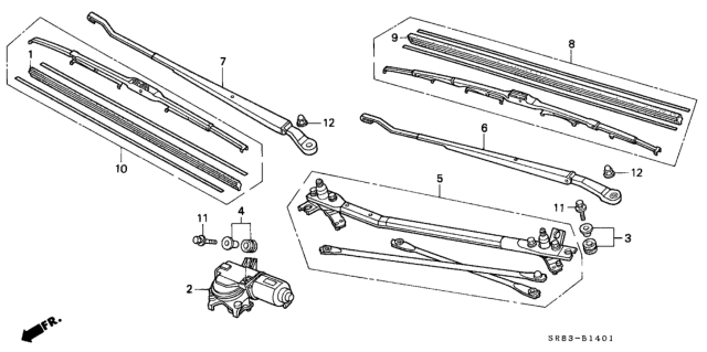 1995 Honda Civic Front Windshield Wiper (Delco) Diagram