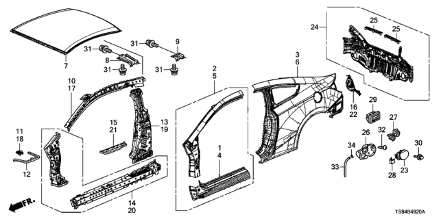 2015 Honda Civic Adapter Assy., Fuel Cap Diagram for 74480-TS8-A01