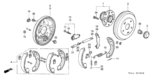 2005 Honda Accord Rear Brake (Drum) Diagram