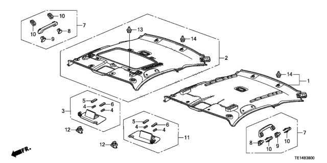 2012 Honda Accord 2 Door EX KA 5MT Roof Lining Diagram