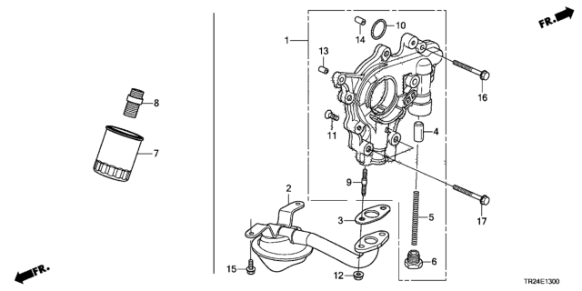 2014 Honda Civic Strainer, Oil Diagram for 15220-RW0-000