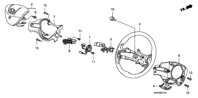 2007 Honda Civic 4 Door GX KA 5AT Steering Wheel (SRS) Diagram