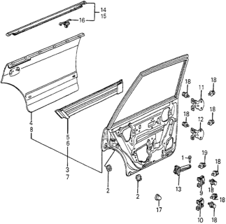 1982 Honda Accord Molding Assy., L. RR. Door Diagram for 76805-SA6-000