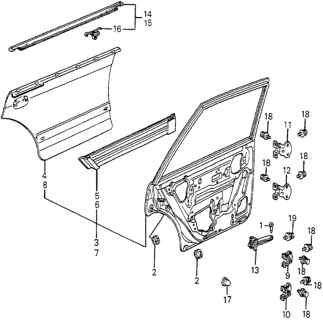 1982 Honda Accord Rear Door Panels Diagram