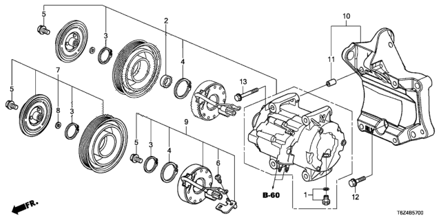 2018 Honda Ridgeline Bracket, Compressor Diagram for 38930-RLV-A00