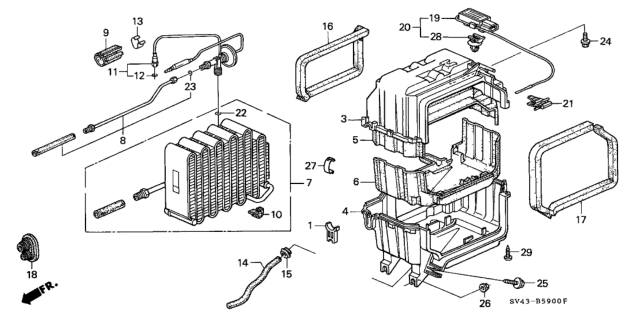 1994 Honda Accord A/C Cooling Unit Diagram