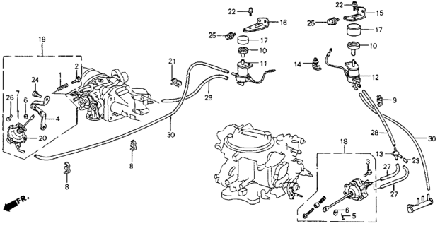 1986 Honda CRX 2 Door HF KA 5MT A/C Solenoid Valve (Sanden) Diagram