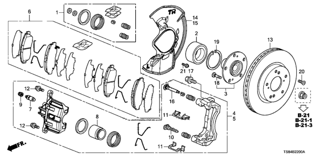 2013 Honda Civic Front Brake (1.8L) Diagram