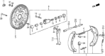 Diagram for 1983 Honda Prelude Brake Shoe Set - 064B3-SA5-673