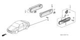 Diagram for 2001 Honda Accord Side Marker Light - 33656-S82-A01