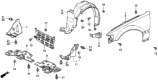 Diagram for Honda CRX Wheelhouse - 74101-SH2-000