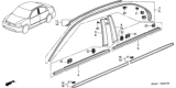 Diagram for 2001 Honda Civic Door Moldings - 75323-S5A-A01