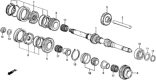 Diagram for 1986 Honda Prelude Transfer Case Output Shaft Snap Ring - 90603-PC8-900