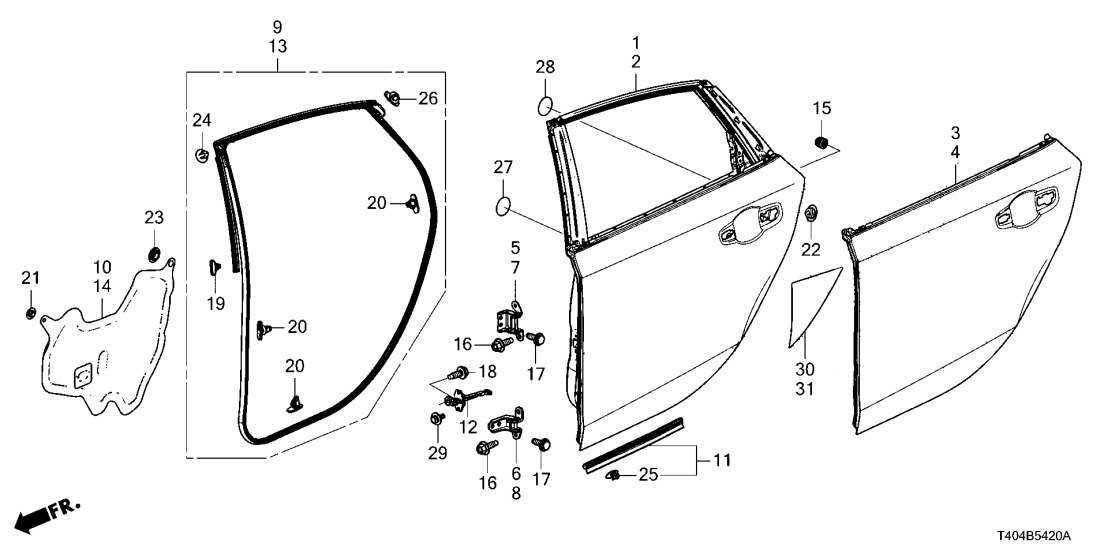 Honda 67960-T2A-H12ZZ HINGE, L- RR- DOOR