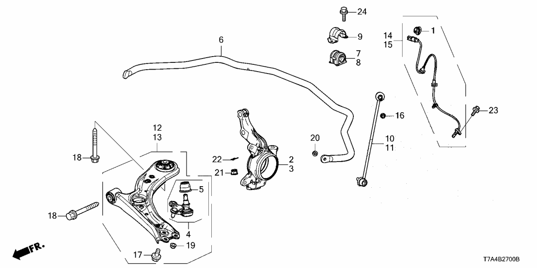 51362-T7W-A00 Honda FR LWR ARM SUBASSY L