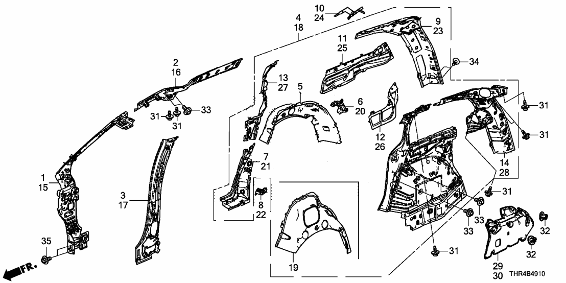 Honda 64110-THR-316ZZ PILLAR, R- FR 64110-THR-316ZZ Honda PILLAR, R- FR