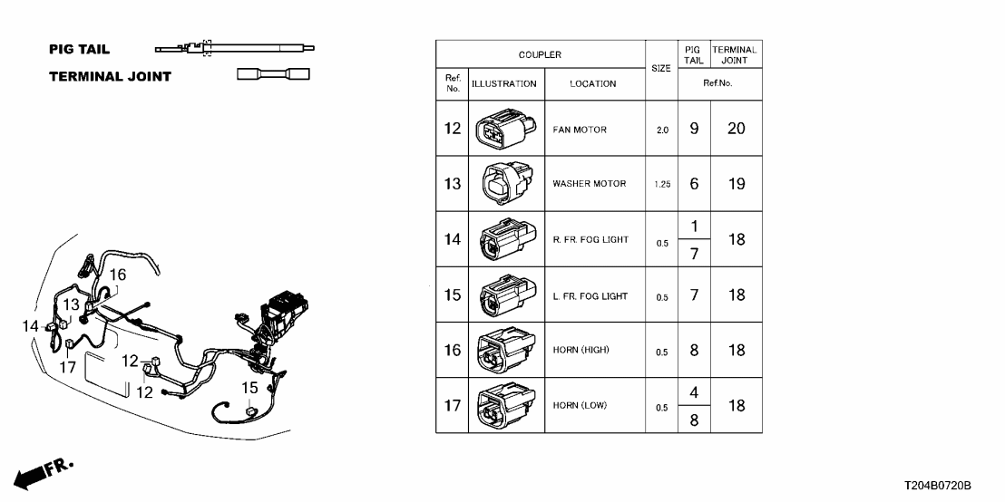 Honda 04320-T20-D00 PIGTAIL (0-5F) 04320-T20-D00 Honda PIGTAIL (0-5F)