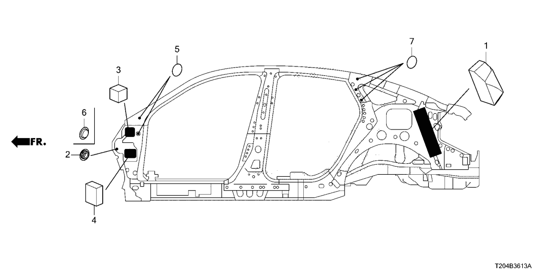 Honda 74515-T20-A00 INS, RR- INSIDE Honda 74515-T20-A00 INS, RR- INSIDE