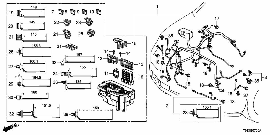 Honda 32100-T6Z-AH0 HARN, R- CABIN 32100-T6Z-AH0 Honda HARN, R- CABIN