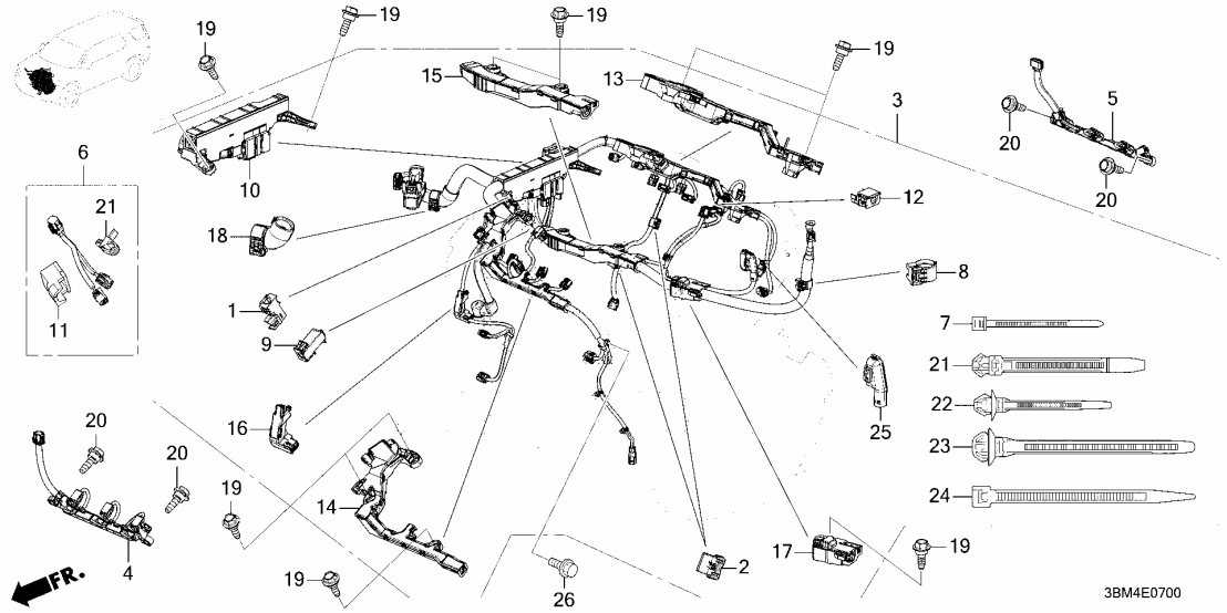 Honda 32125-6FB-A00 HOLDER, ENG WR HARN 32125-6FB-A00 Honda HOLDER, ENG WR HARN