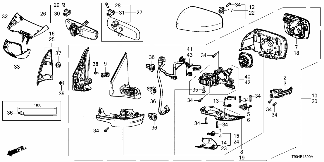 Honda 76208-T90-C21 MIRROR ASSY-, R