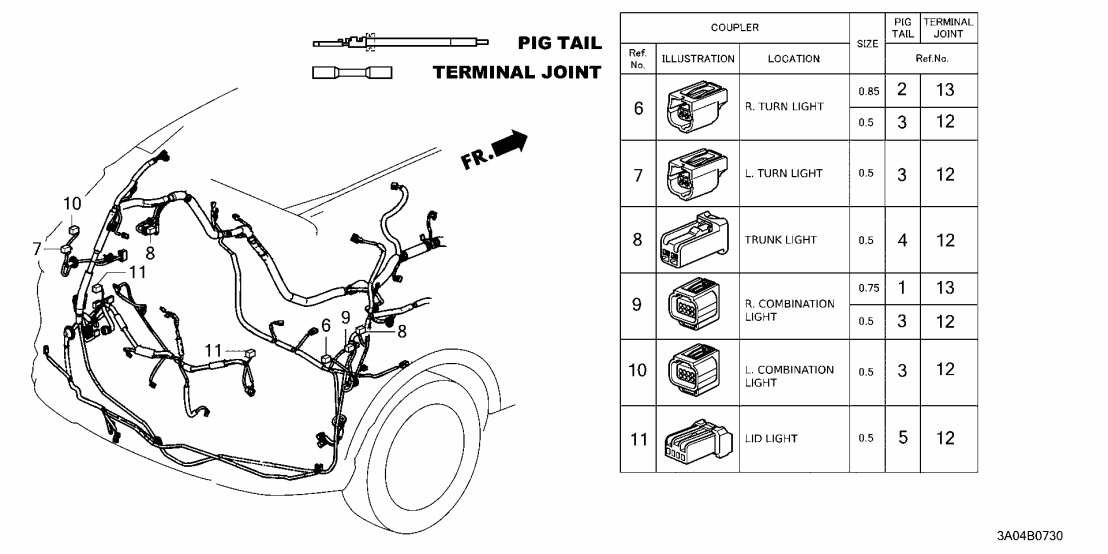 04320-T0A-P00 Honda PIGTAIL (0-75)