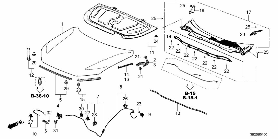 74132-3D4-A01 Honda WIRE ASSY-, HOOD
