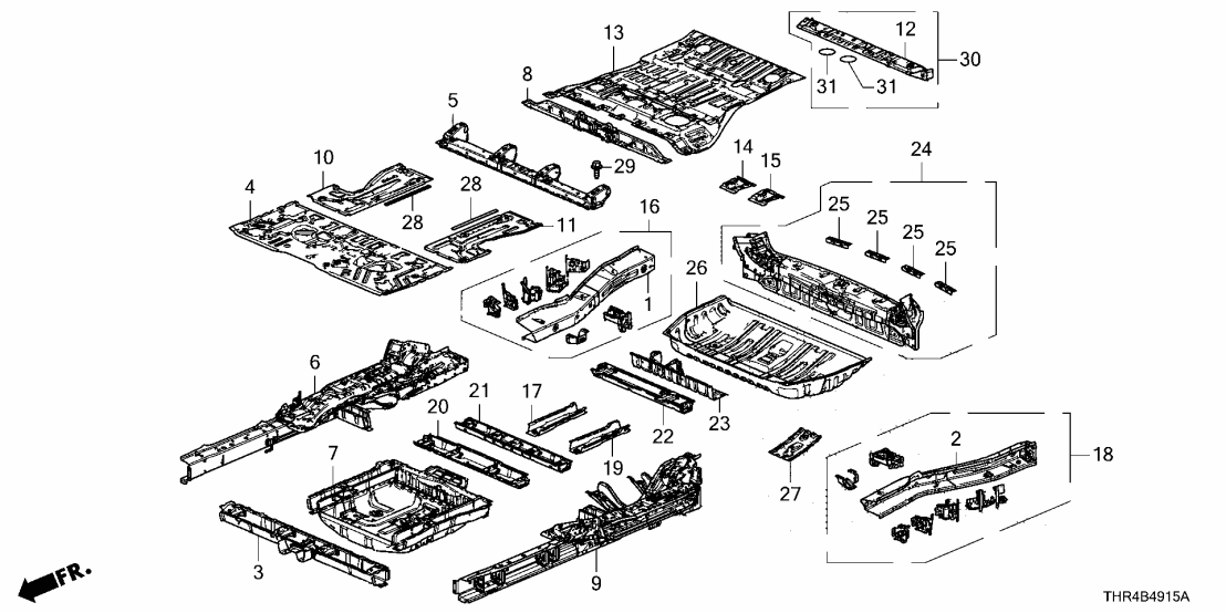 Honda 65691-THR-A01ZZ CROSSMEMBER, L- RR