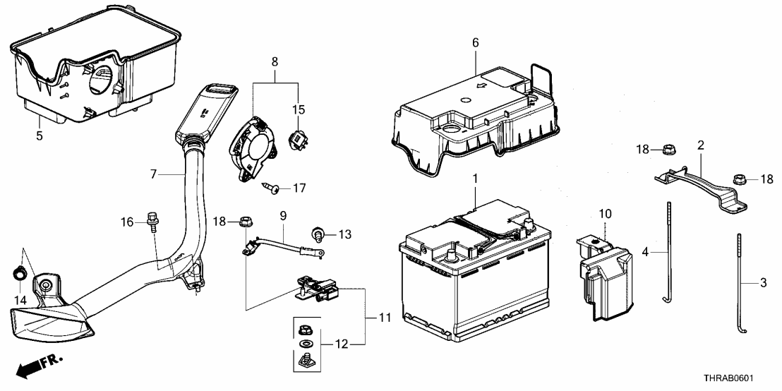 31541-THR-A11 Honda DUCT ASSY-, BATTERY
