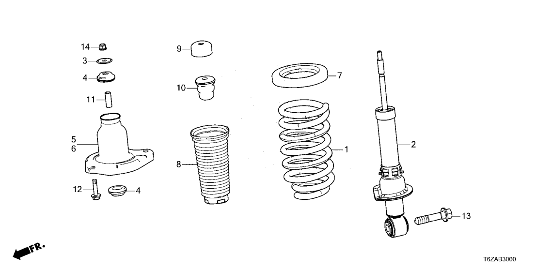 Honda 52441-T6Z-A11 SPRING, RR