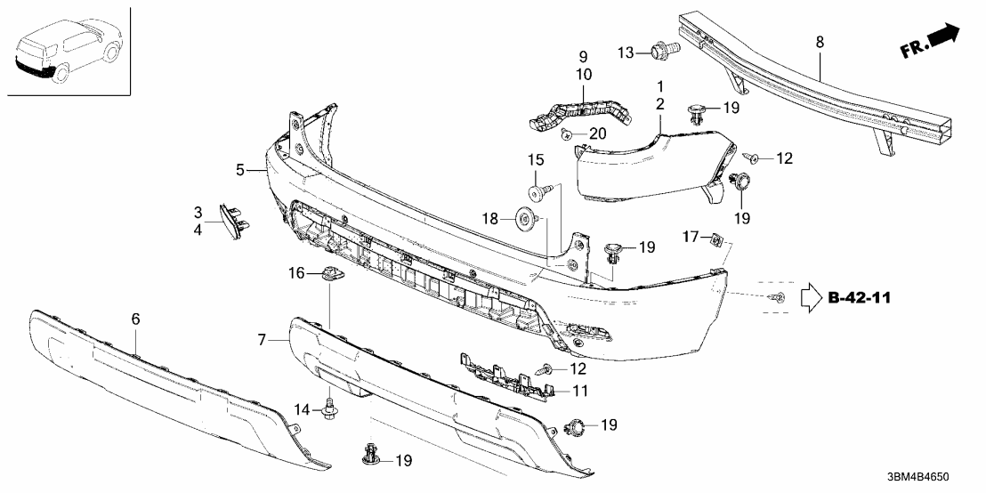 Honda 04717-3BM-A00ZZ W-FACE, R- RR- BUMPER