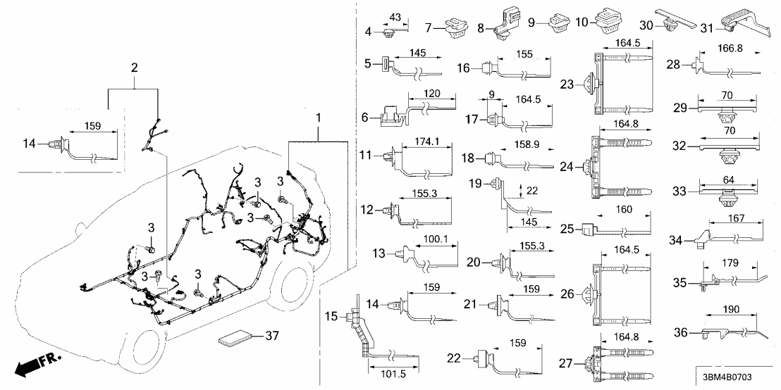 Honda 91550-30A-003 CLIP, WIRE HARN