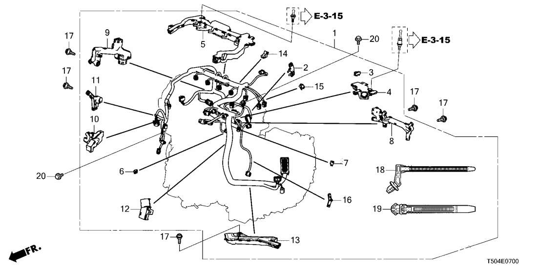Honda 32127-6MA-J70 HLDR, ENGINE HARNESS