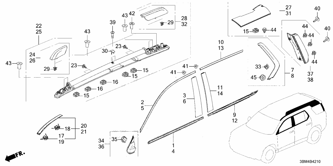 Honda 75660-3BM-A11 GARNISH, L- D PILLAR 75660-3BM-A11 Honda GARNISH, L- D PILLAR