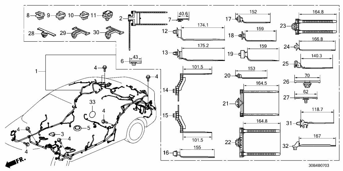 32107-30B-A30 Honda WIRE HARNESS, FLOOR