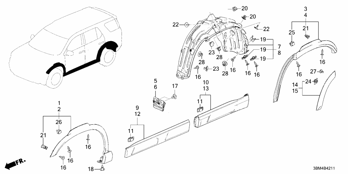 75333-3BM-A01 Honda GARNISH, L- RR- DOOR