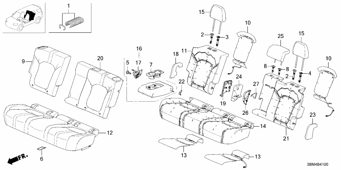 Honda 82527-3BM-A21 PAD, L- RR