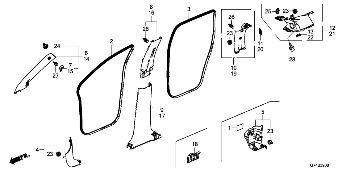 Honda 84141-TG7-A01ZC GARN R, RR- *NH900L* 84141-TG7-A01ZC Honda GARN R, RR- *NH900L*