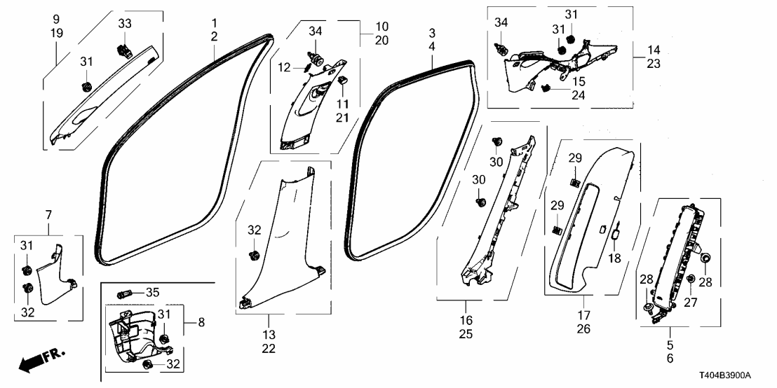 Honda 78675-T20-A81ZB SET, RR- *NH556L*