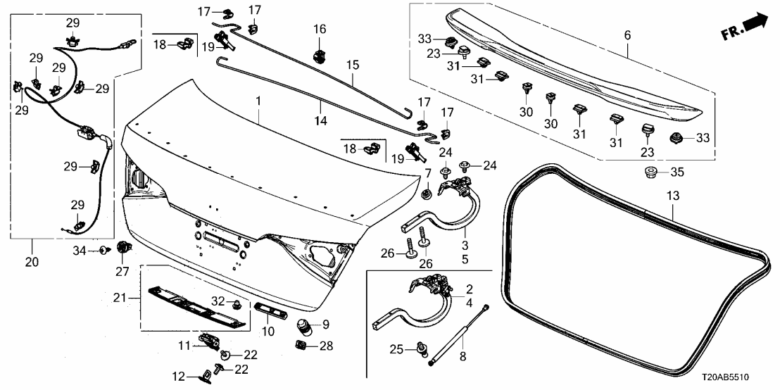 Honda 74865-T20-C01 W/STRIP, TRUNK LID