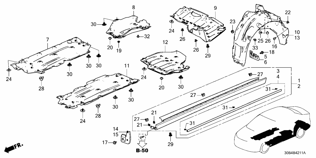 Honda 71850-30A-A51 GARNISH ASSY-, L 71850-30A-A51 Honda GARNISH ASSY-, L
