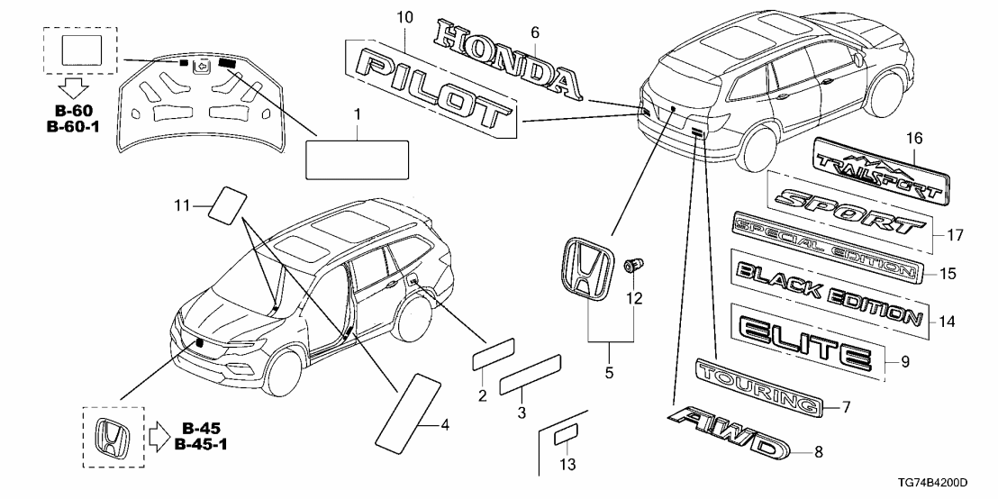 42762-TG7-A10 Honda PLACARD SPEC,USA