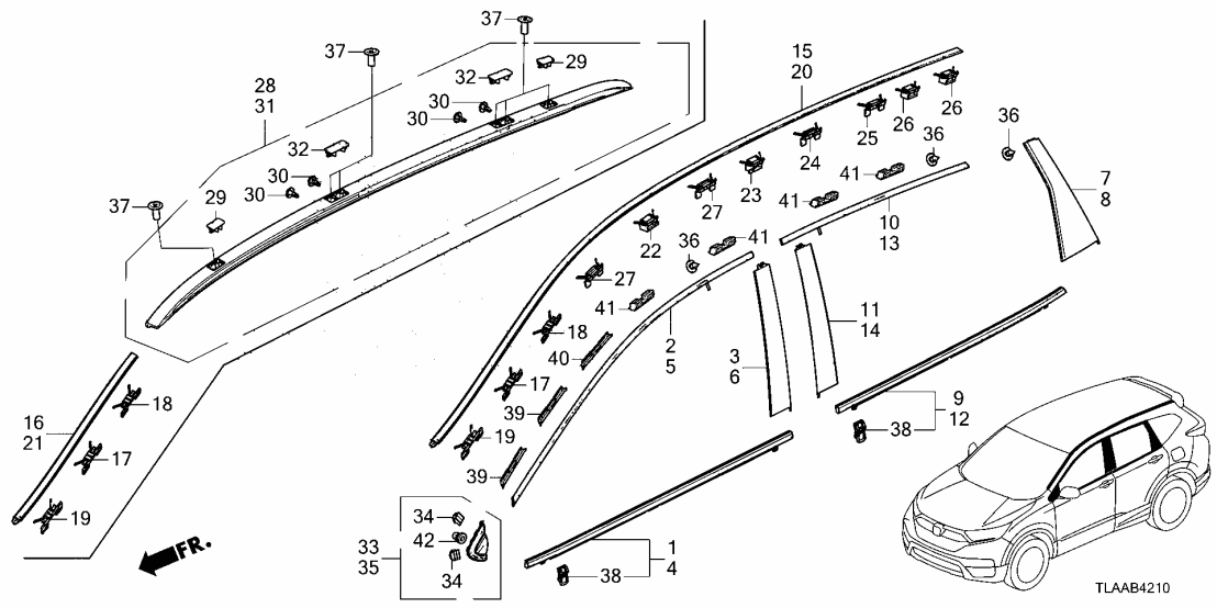 Honda 75260-TLA-A11 RAIL ASSY-, L- ROOF