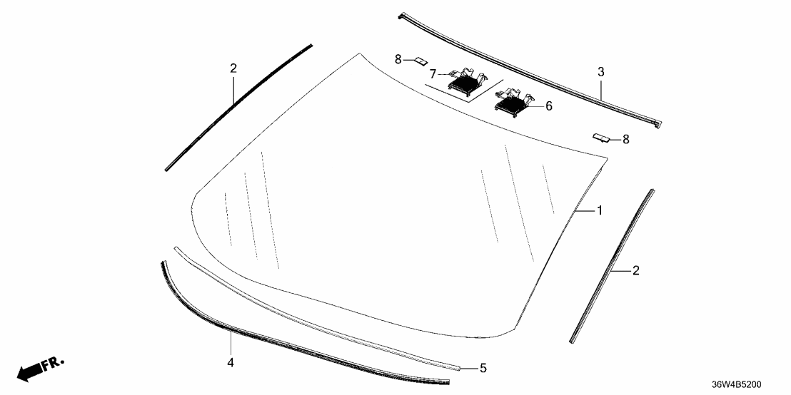 Honda 73111-36W-305 Front Glass Set 73111-36W-305 Honda Front Glass Set