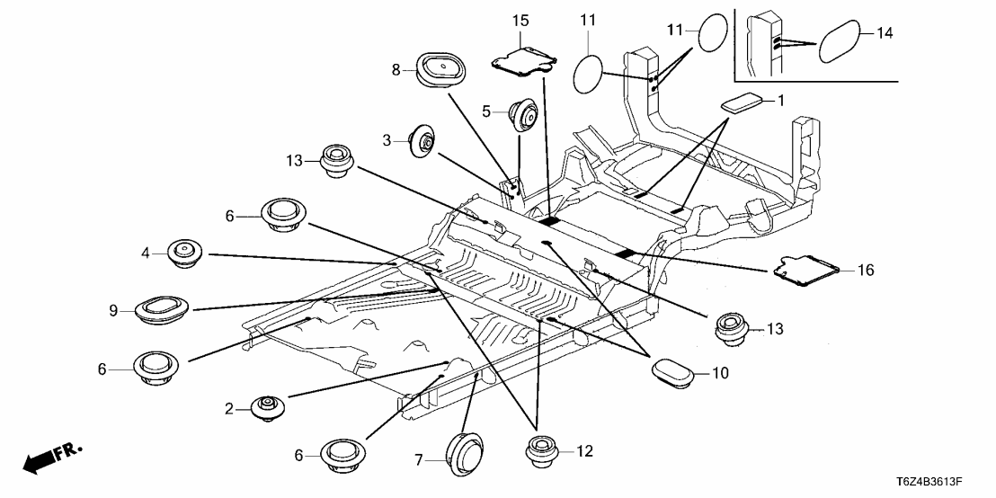 Honda 74756-T6Z-A01 CAP, L- CROSSMEMBER 74756-T6Z-A01 Honda CAP, L- CROSSMEMBER
