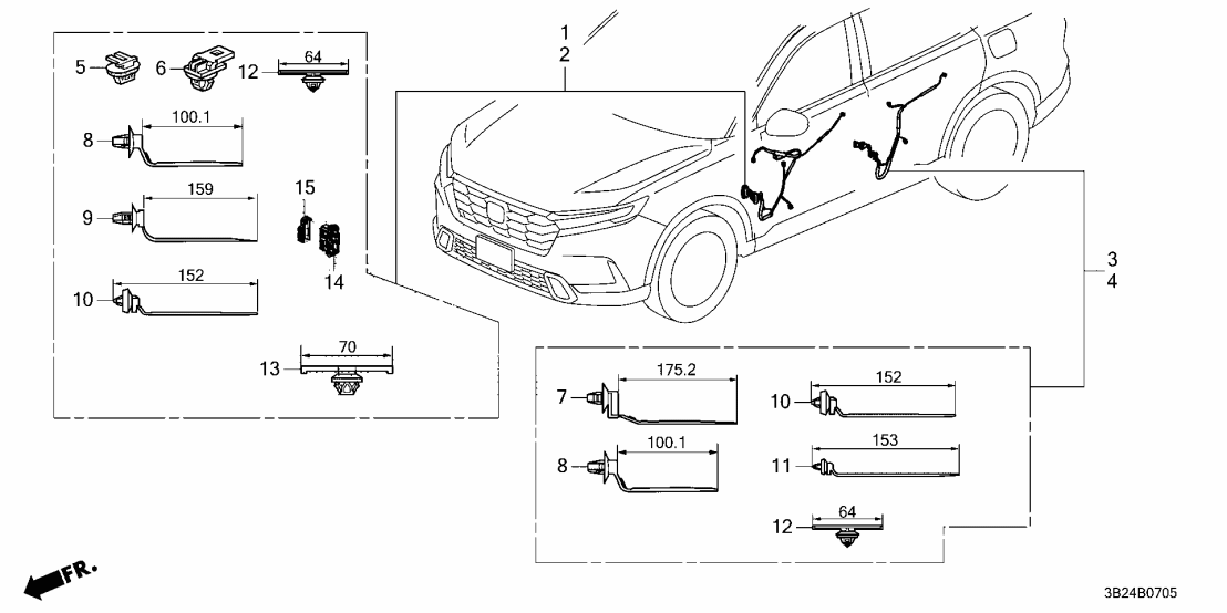 32752-3A0-A00 Honda Passenger Door Wire Harness