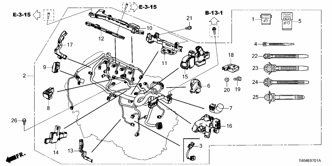 Honda 32138-64S-A00 HOLDER, ENG HARN