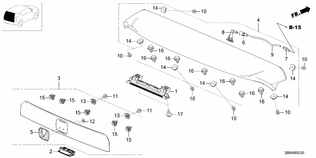 Honda 74890-3BM-A02 GARNISH, RR- LICENSE Honda 74890-3BM-A02 GARNISH, RR- LICENSE
