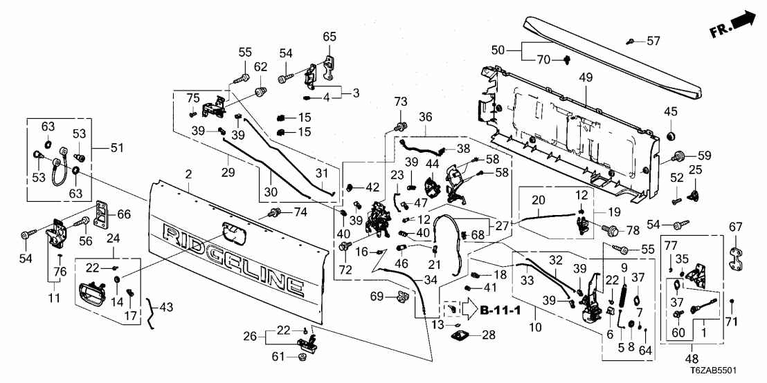 Honda 74811-T6Z-A51ZM HANDLE ASSY- *G545M* 74811-T6Z-A51ZM Honda HANDLE ASSY- *G545M*
